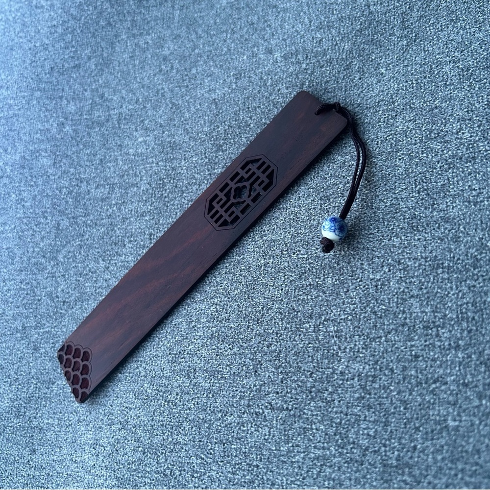 Wood Bookmark with Tassel and Ceramic Bead ~ Brand New!